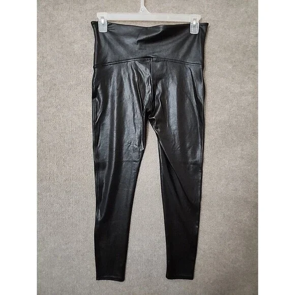 SPANX shape Faux Leather Legging Women 1X Black Power Waistband Core Compression - Picture 4 of 7